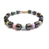 Hematite Drum Beads and Plastic Beads Bracelet